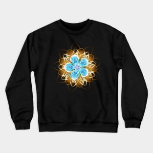 Abstract turquoise golden flower Crewneck Sweatshirt